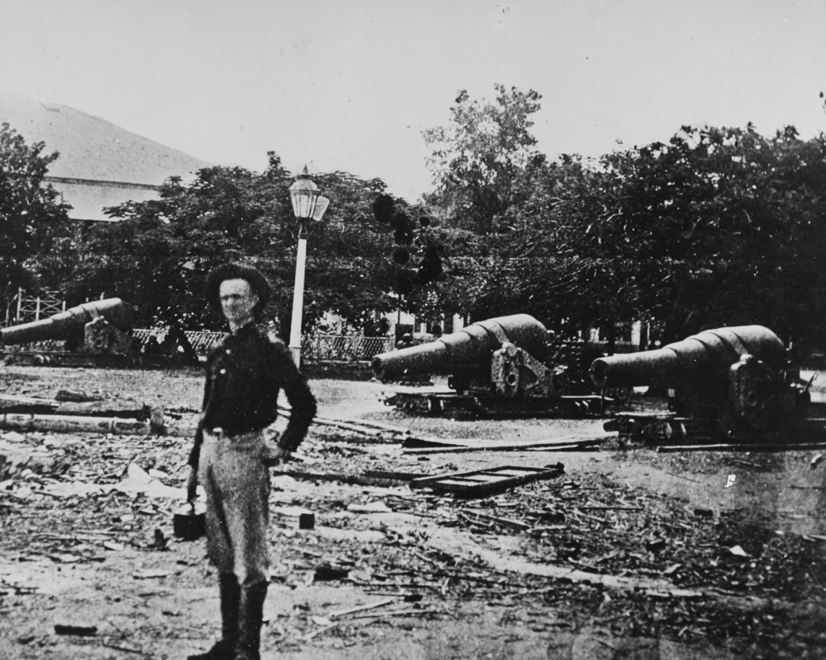 A picture of the Spanish guns at the Cavite Arsenal.
