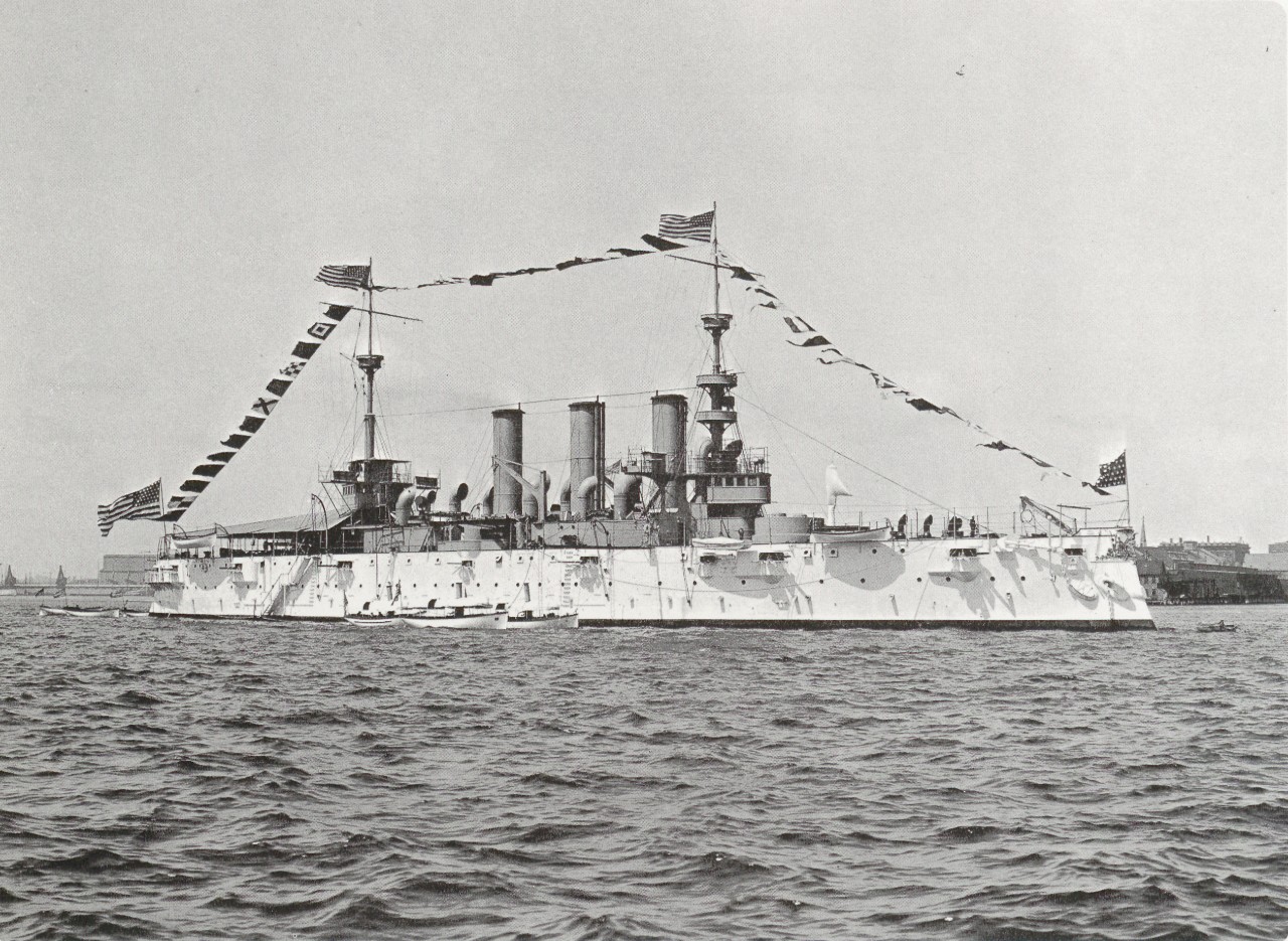A picture of the USS New York which was the flagship of Rear Admiral William T. Sampson.