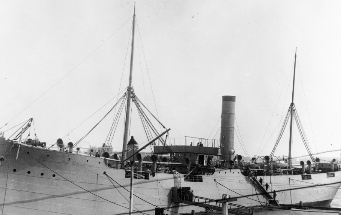 A picture of the collier USS Merrimac which was scuttled in Santiago Harbor.