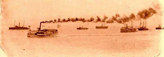 A picture of convoy transports en route on June 14, 1898.