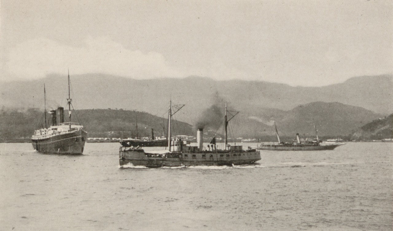 A picture of ships during the landing at Siboney which took place in late June 1898.