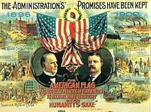 A color poster depicting the McKinley-Roosevelt campaign of 1900.