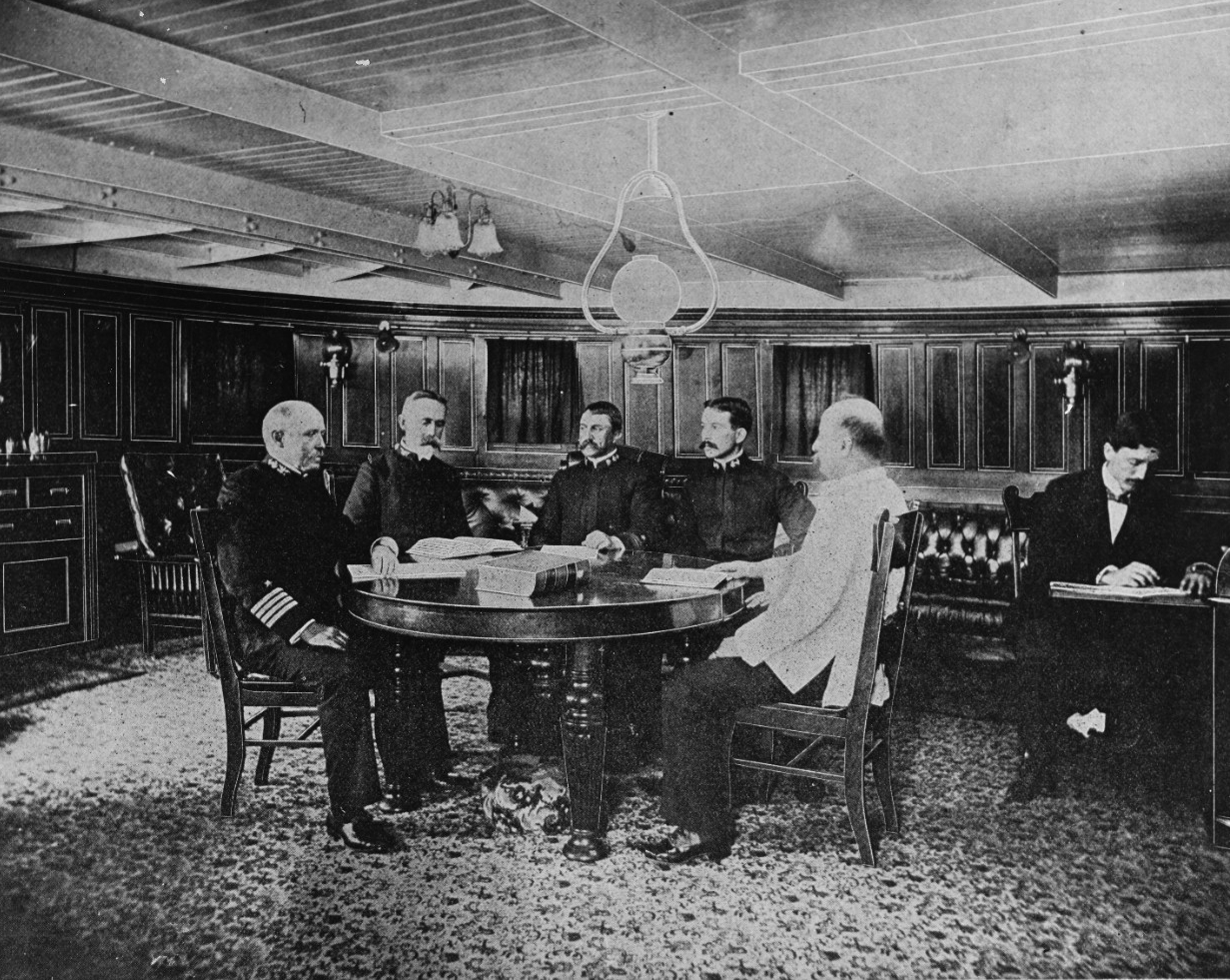 A photo of the five members of the Naval Court of Inquiry that decided that a mine destroyed the U.S.S. Maine.