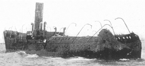 A picture of the hulk of the Spanish transport Antonio Lopez after it was chased ashore near San Juan on June 28, 1898.