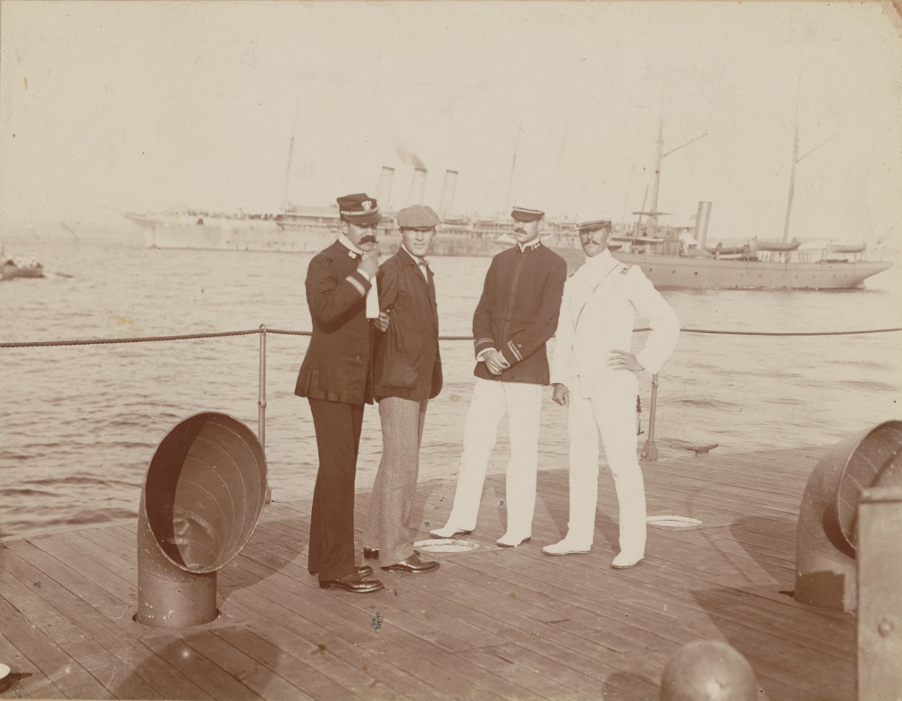 A picture of some New York Militia officers posing on deck.