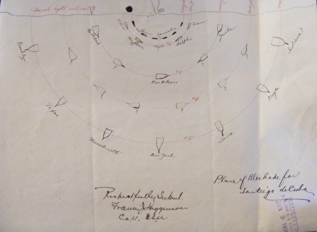 Captain Francis J. Higginson's sketch of the Santiago blockade which was drawin in June 1898.