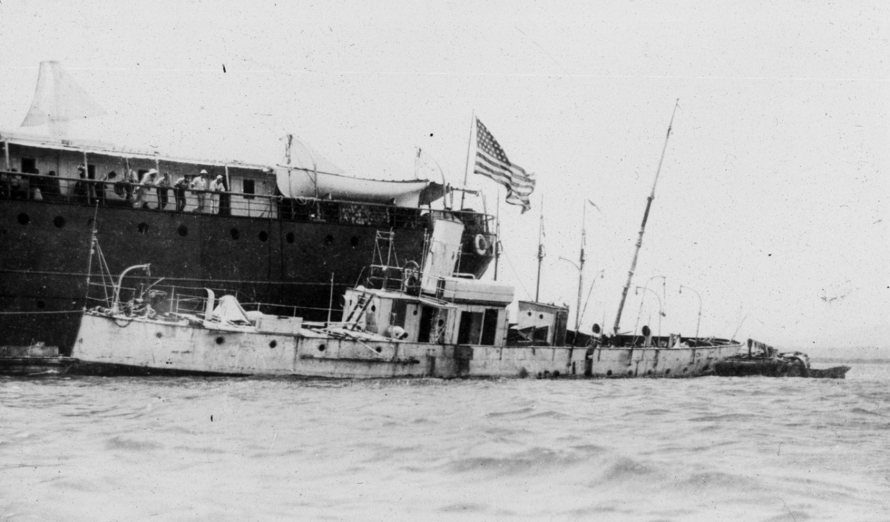 A picture of the Sandoval which was a captured Spanish gunboat at Guantanamo Bay.