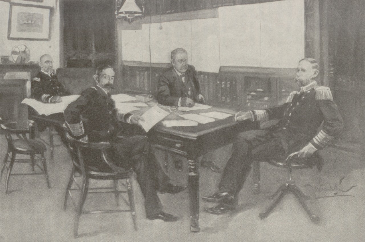 An engraving of the four men of the Naval War Board that oversaw American naval operations.
