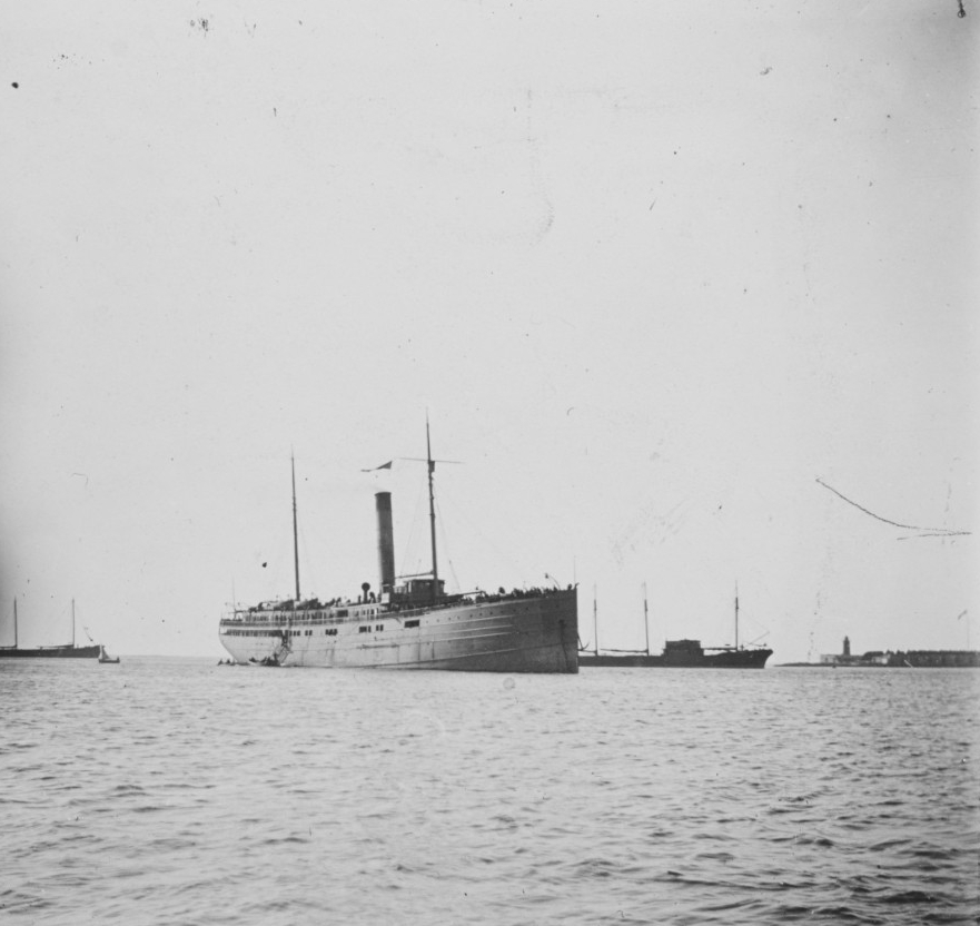 A pictue of the USS Resolute at anchor.