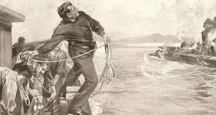 An artist's rendition of the saving of the Winslow.