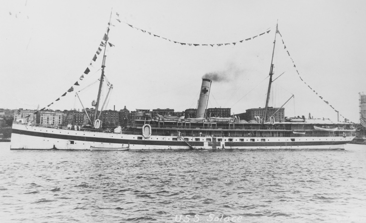 A picture of the Solace which was the Navy's first hospital ship.