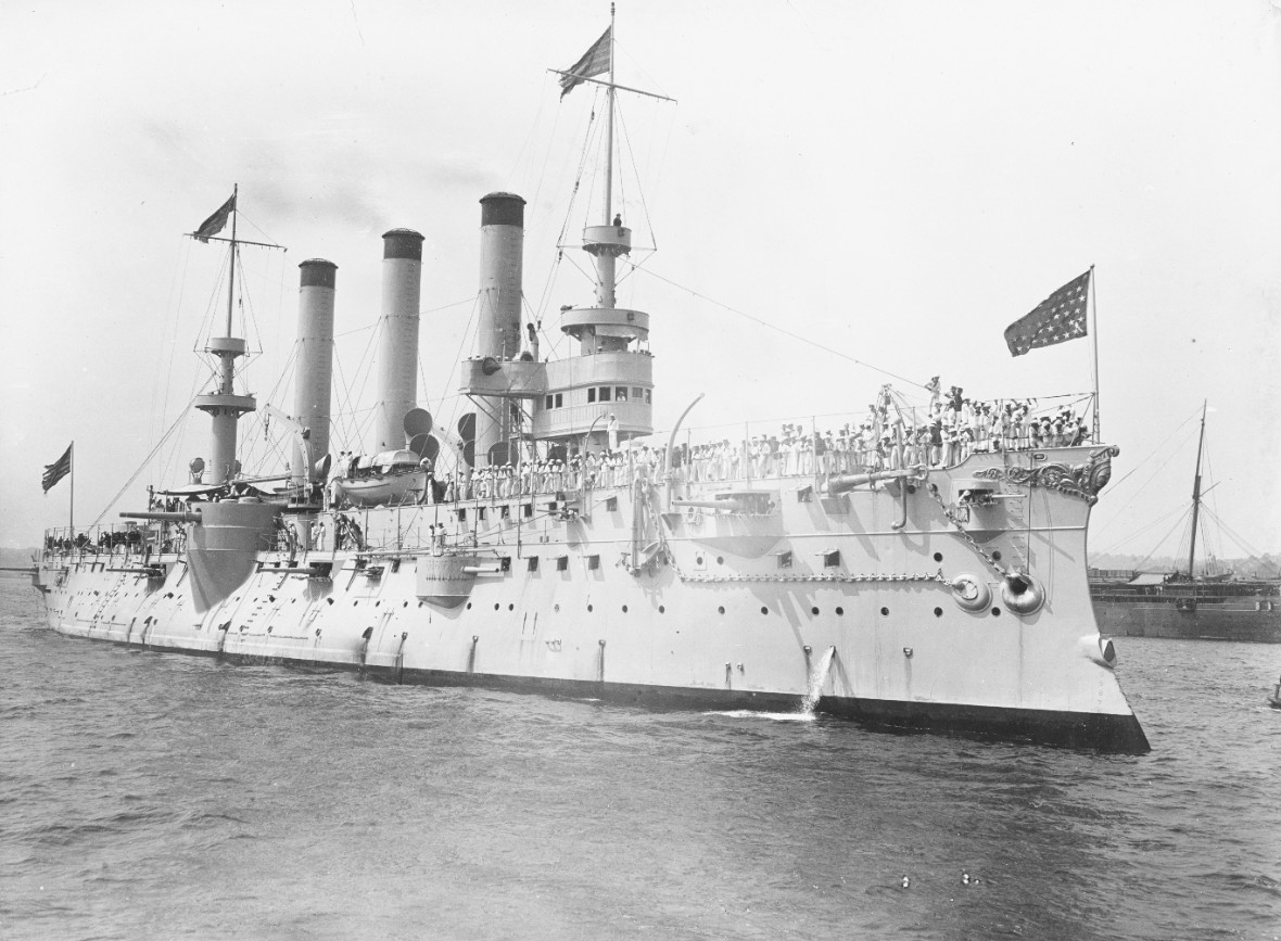 A photograph of the USS Brooklyn which was Commodore Winfield S. Schley's flagship.