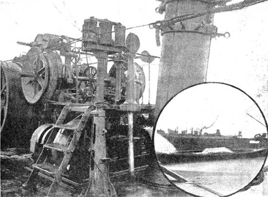 A picture of cable laying gear on a ship.