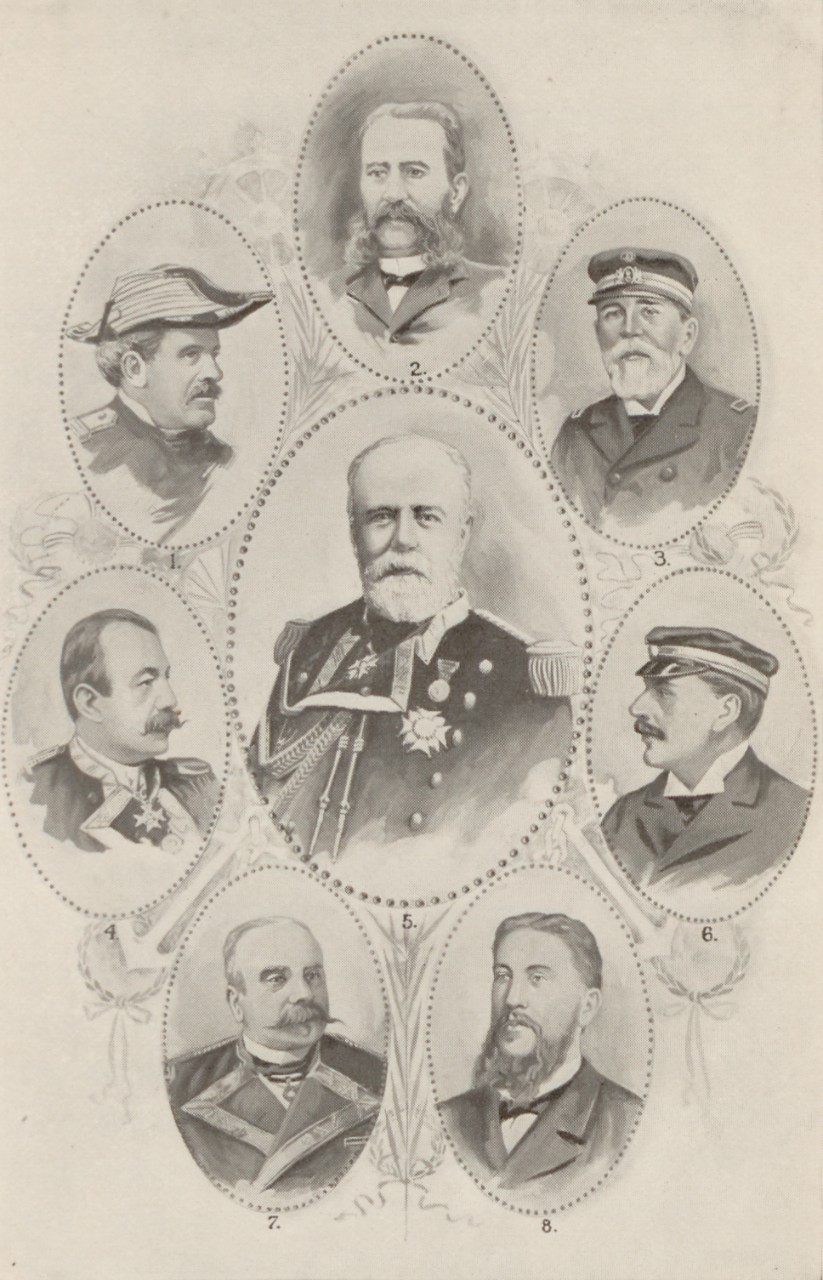 A picture collection of the Spanish squadron officers at Santiago.