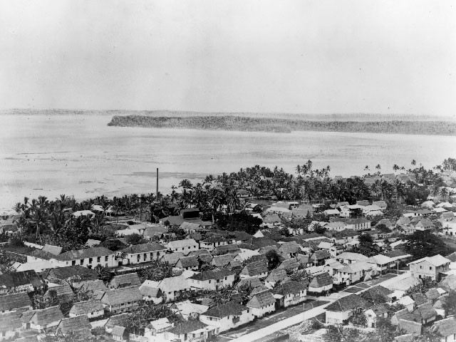 A contemporary photograph of Agana which was the capital of Guam.