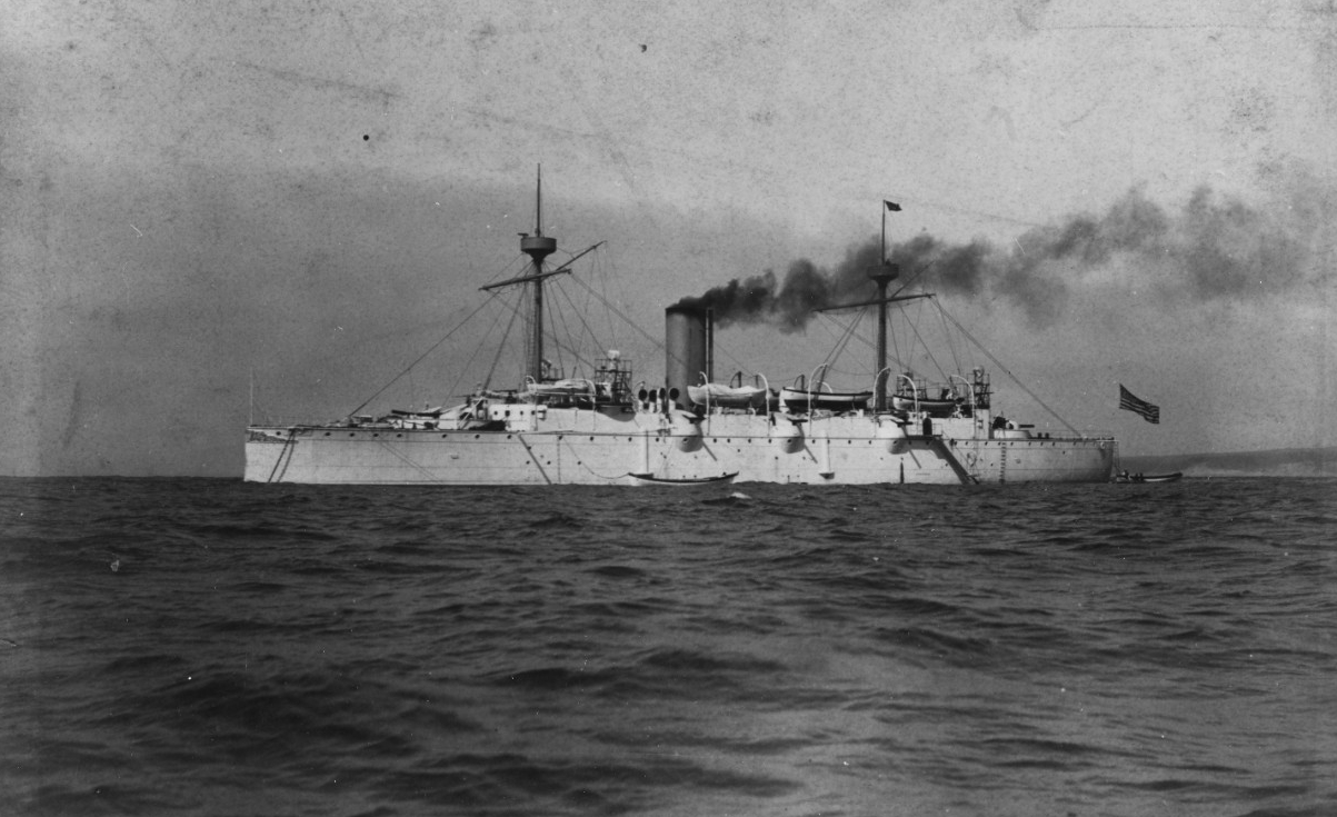 A photograph of the USS Charleston which was the flagship of the Guam operations.