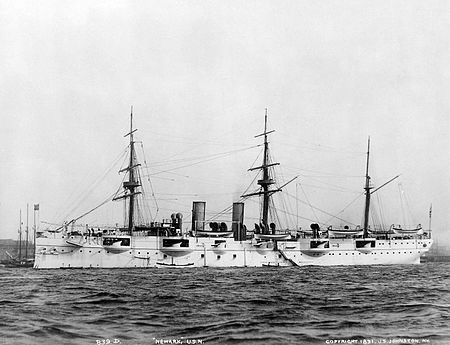 A picture of the three-masted USS Newark.