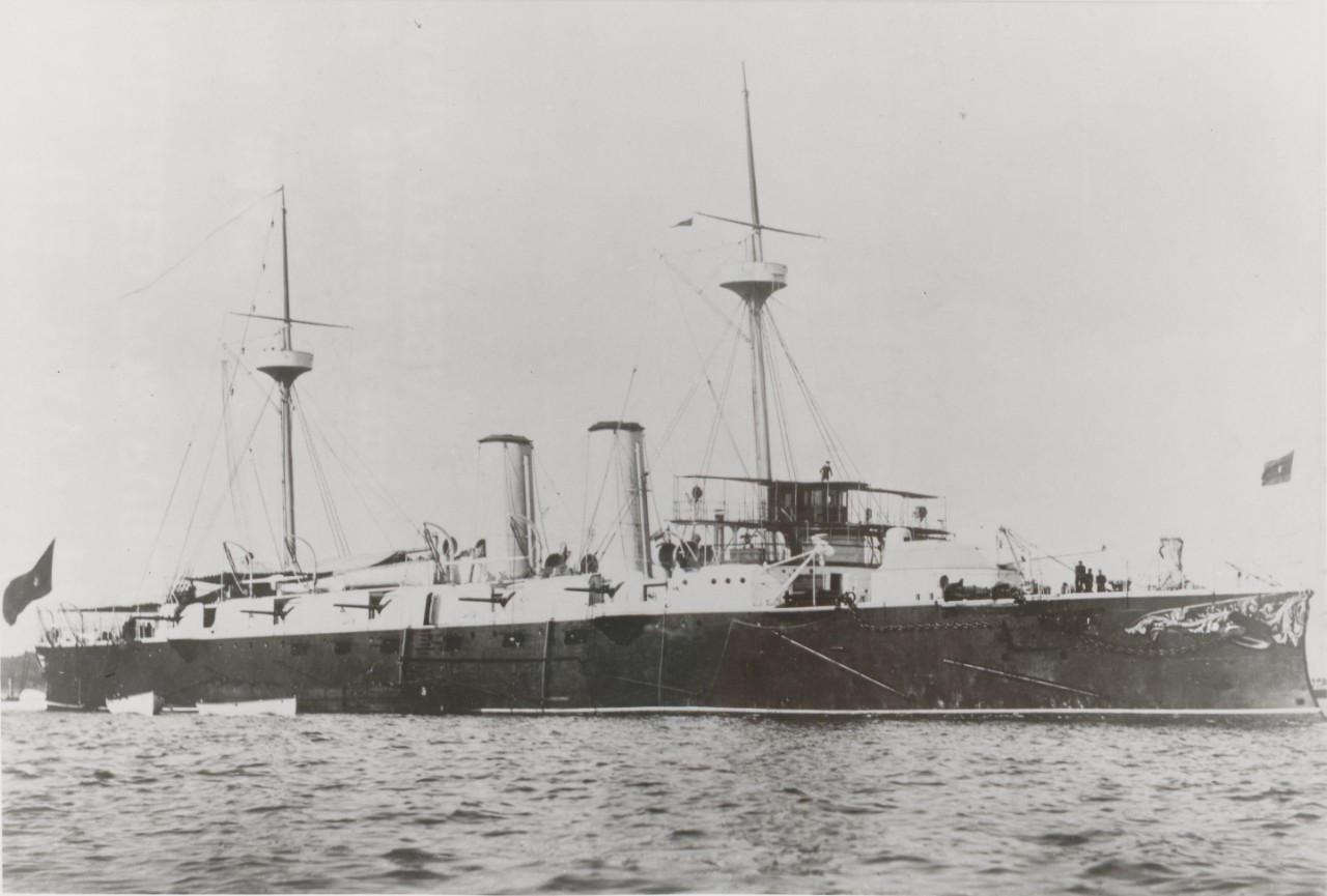 A picture of the Infanta Maria Teresa which was the flagship of the Spanish squadron in the West Indies.