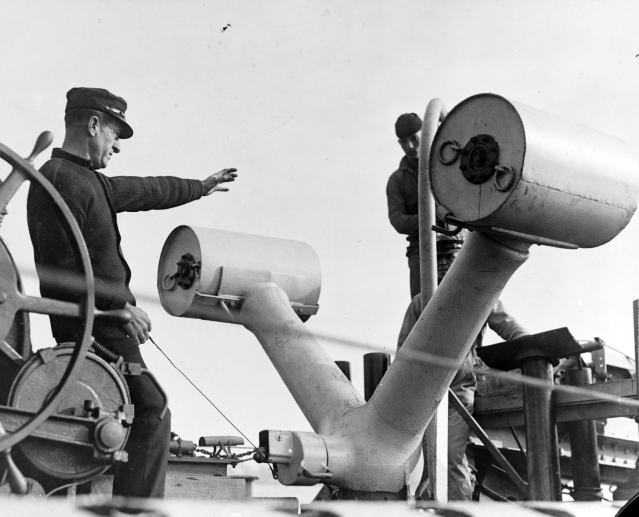 Photograph of Y-gun preparing to fire.