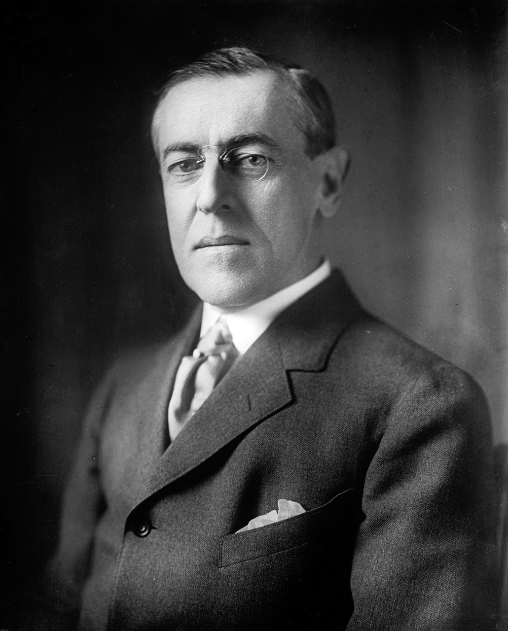 A portrait of Woodrow Wilson who was the U.S. president during World War One.