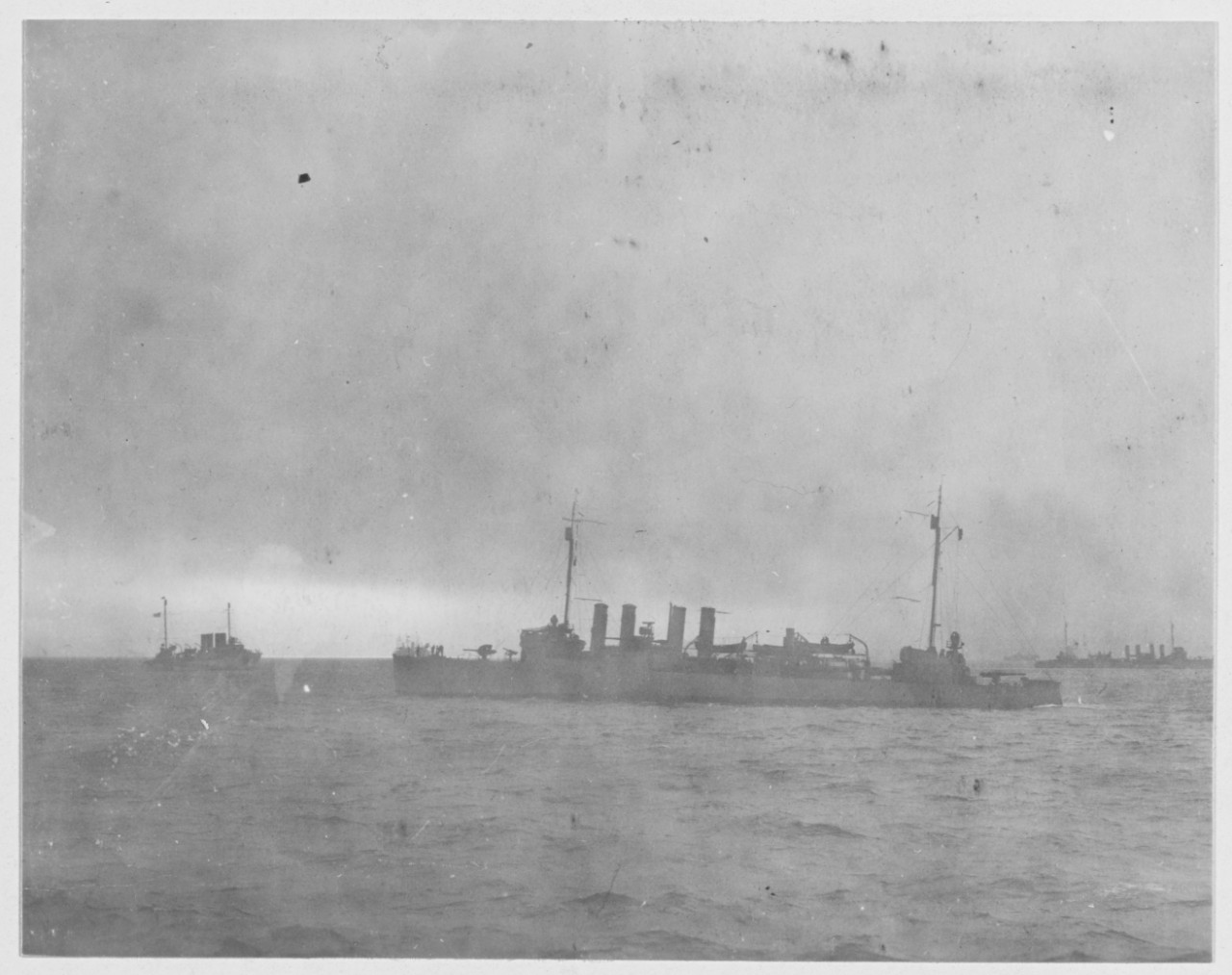 Photograph of American destroyers sailing into the harbor at Brest, France