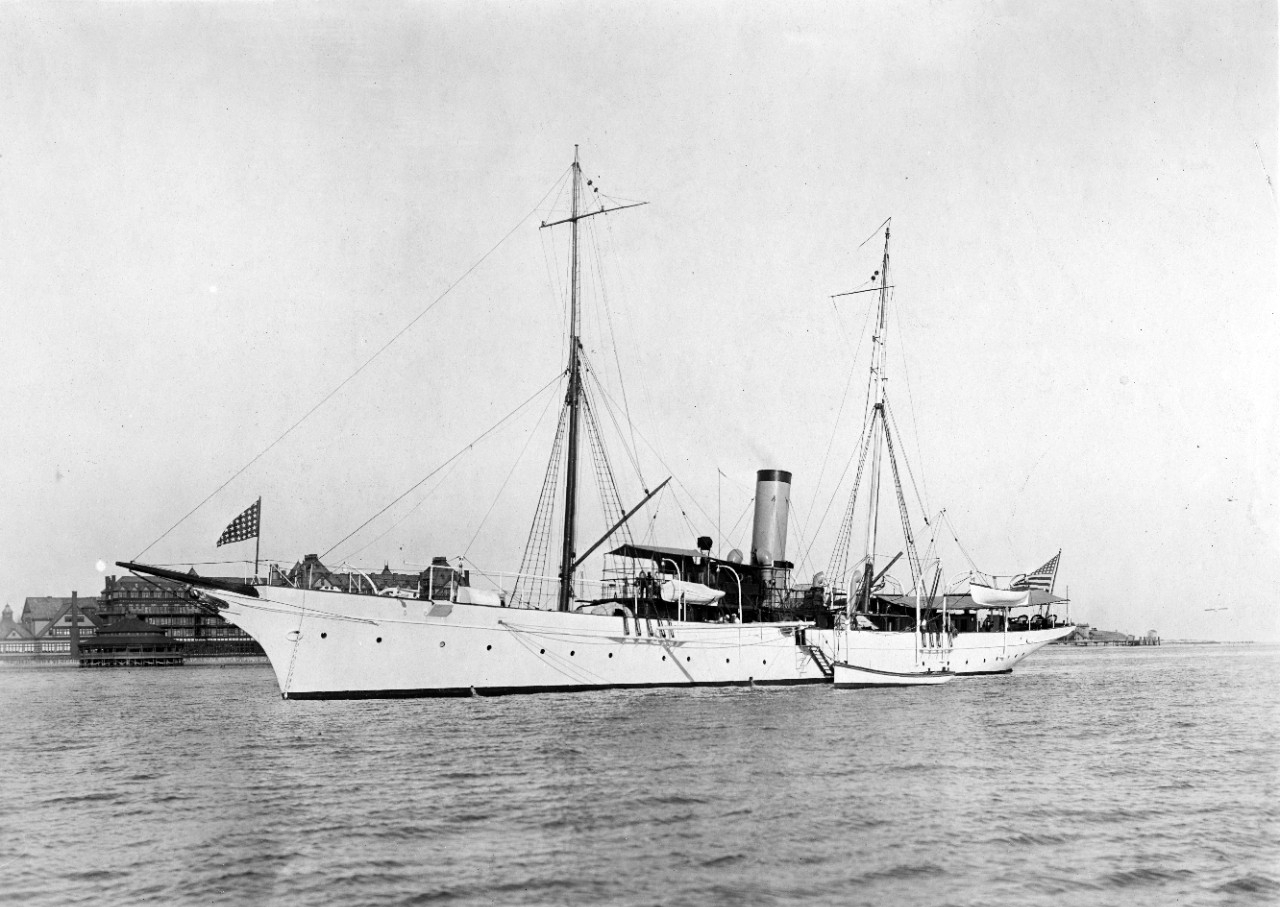 Photograph of Yankton from the side while it is afloat near the harbor