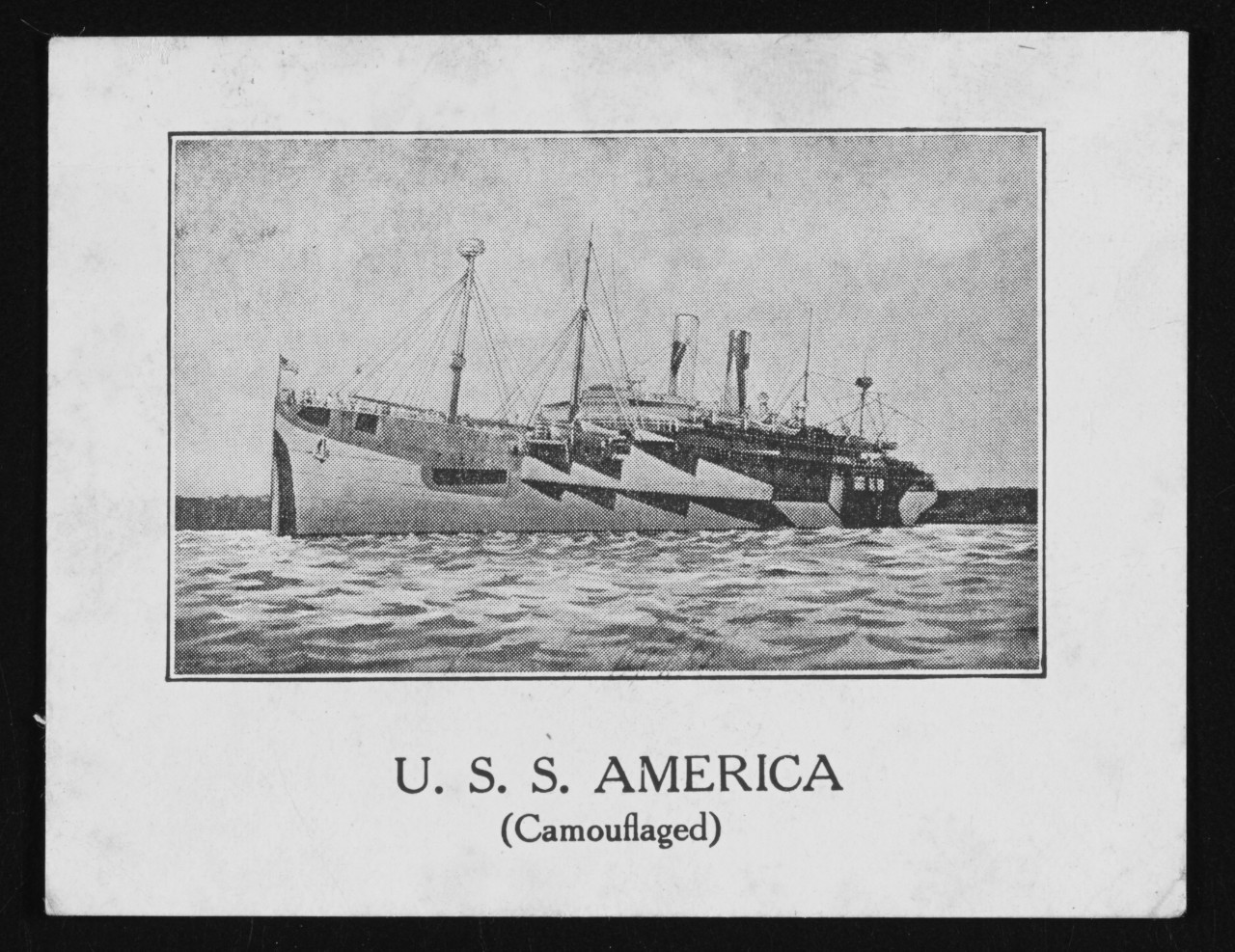 Drawing of America at sea in camouflage