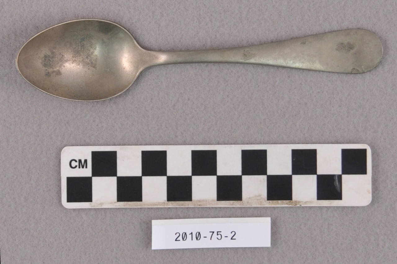 <p>An undecorated silver plated teaspoon from USS San Diego.</p>
